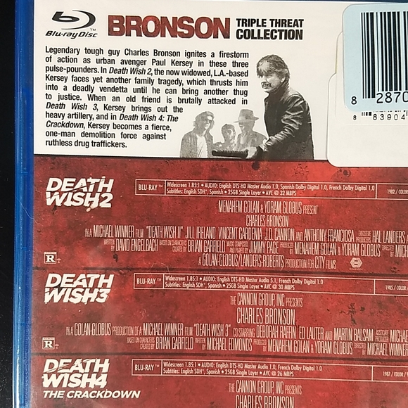 Factory Sealed Bronson: Triple Threat Collection Blu Ray, Death Wish 2,3,4 - Picture 3 of 10